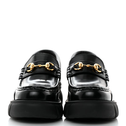 Gucci Magnum Calfskin Nappa Samoa Womens Horsebit Platform Chunky Lug Sole 40mm Loafers 38 Black 2 of 9