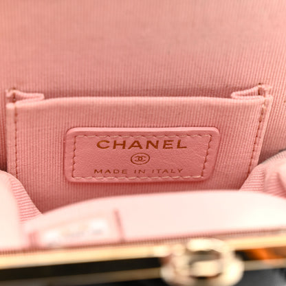 Chanel Lambskin Plexi Quilted CC Evening Clutch With Chain Black 6 of 12