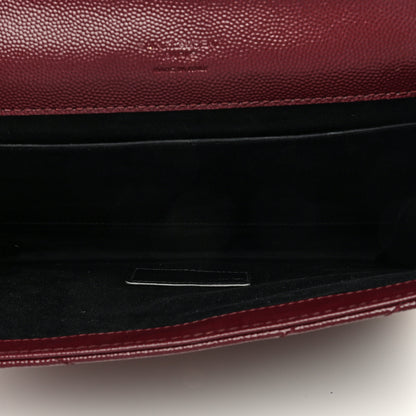 Saint Laurent Grain De Poudre Matelasse Chevron Monogram Envelope Clutch Rouge Legion 5 of 6