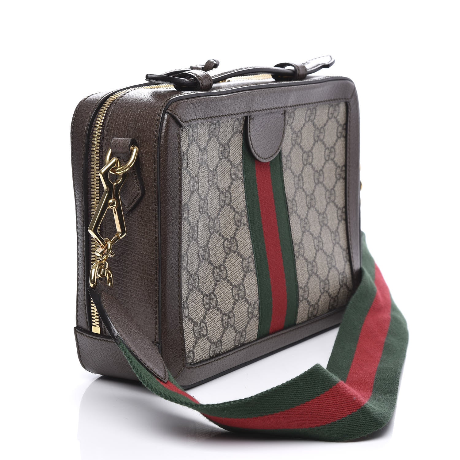 Gucci GG Supreme Monogram Web Small Ophidia Top Handle Shoulder Bag Brown 2 of 10