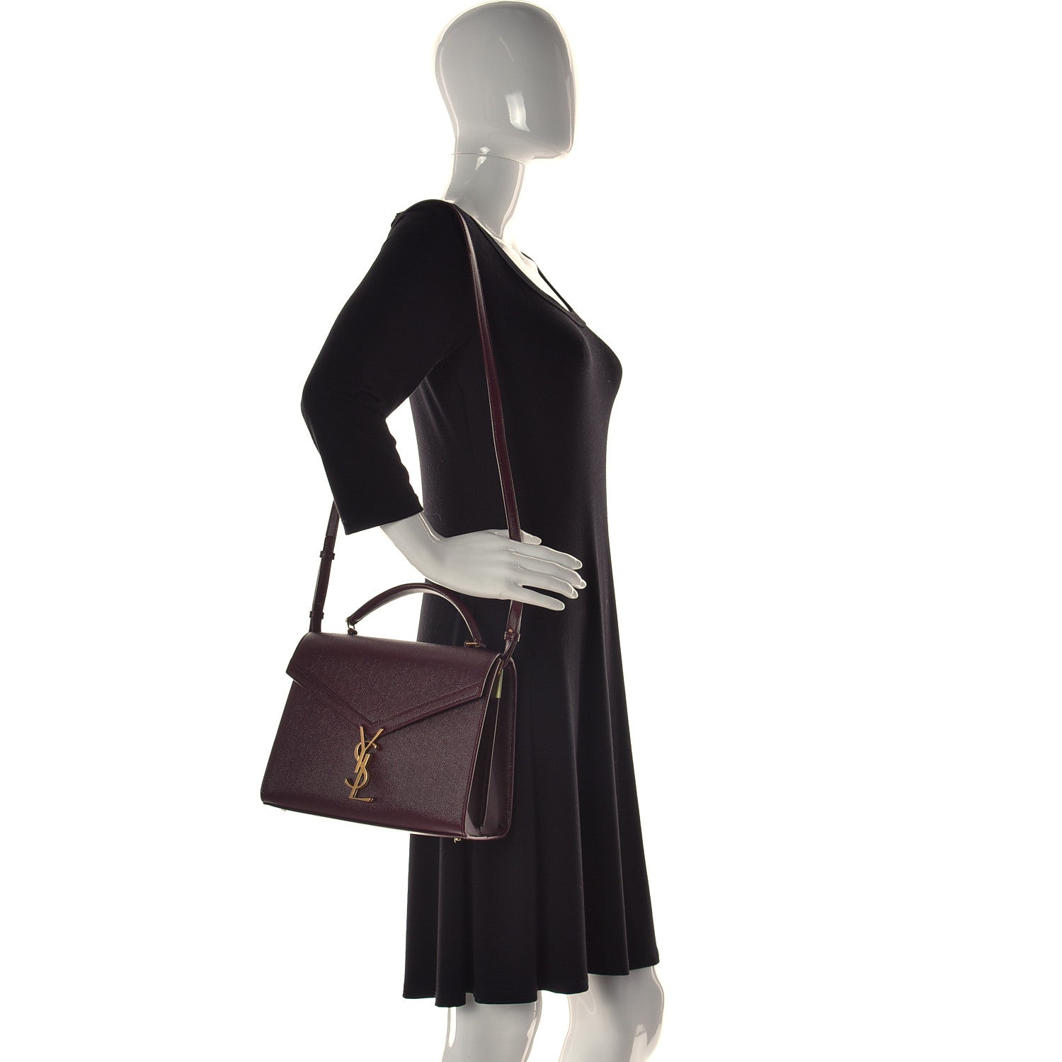 Saint Laurent Grain de Poudre Medium Classic Monogram Cassandra Top Handle Rouge Legion 2 of 13