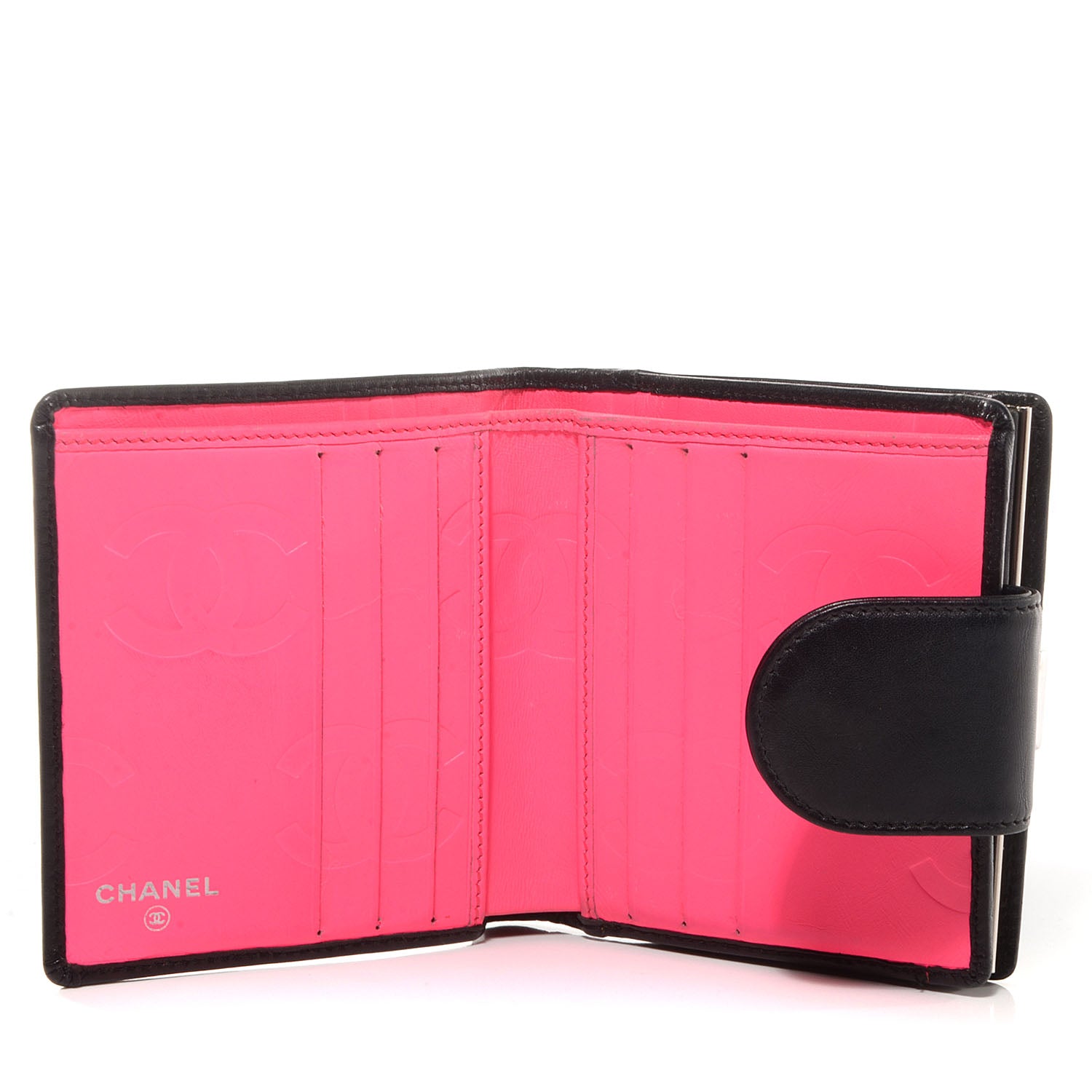 Chanel Calfskin Quilted Cambon Bi-Fold Wallet Black White 5 of 7