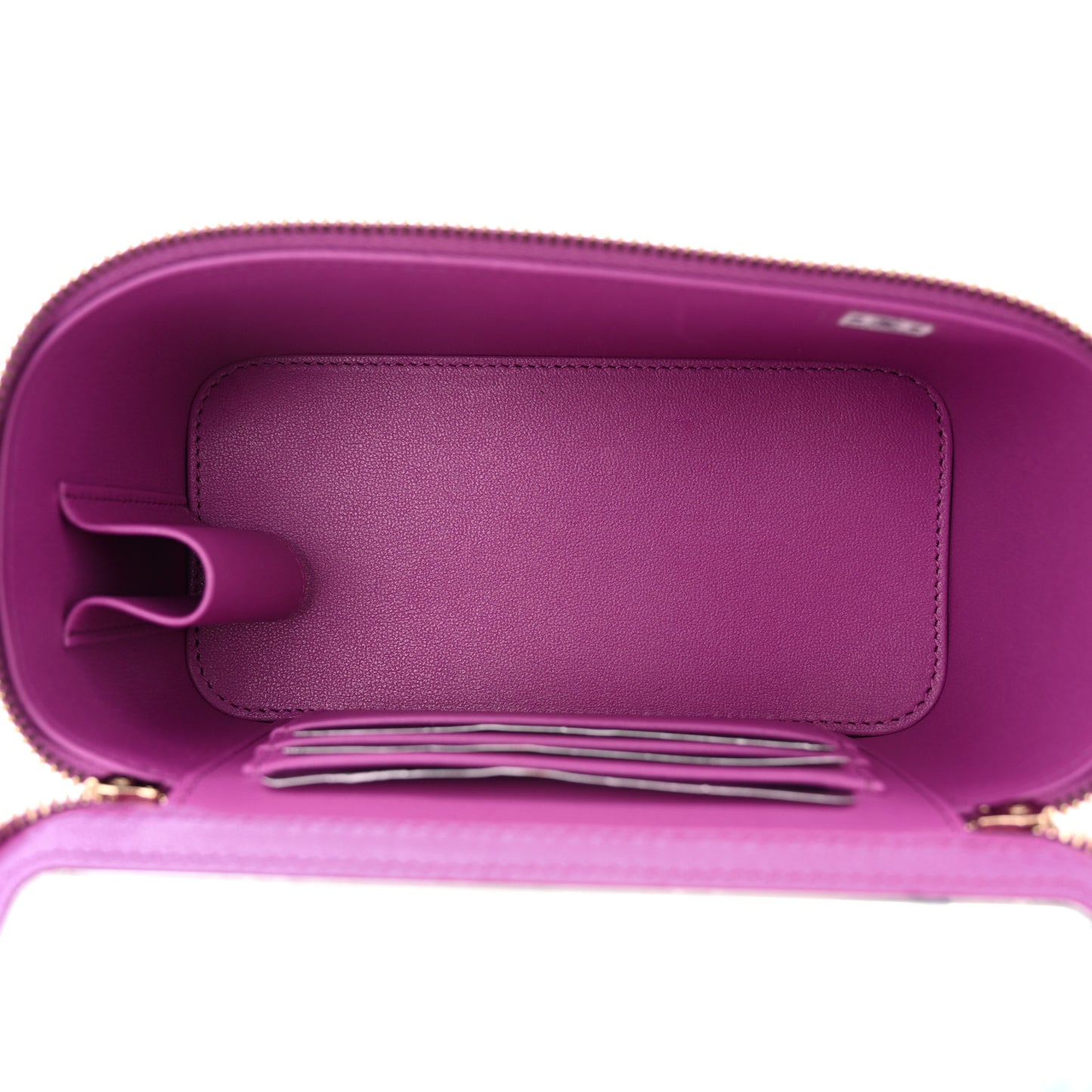 Lambskin Quilted Small Pillow Crush Vanity Case With Chain Purple