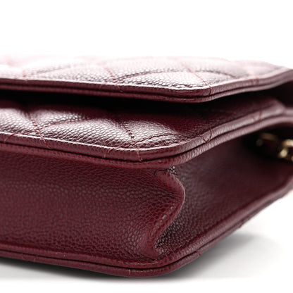 Chanel Caviar Quilted CC Turnlock Wallet On Chain WOC Burgundy 11 of 12