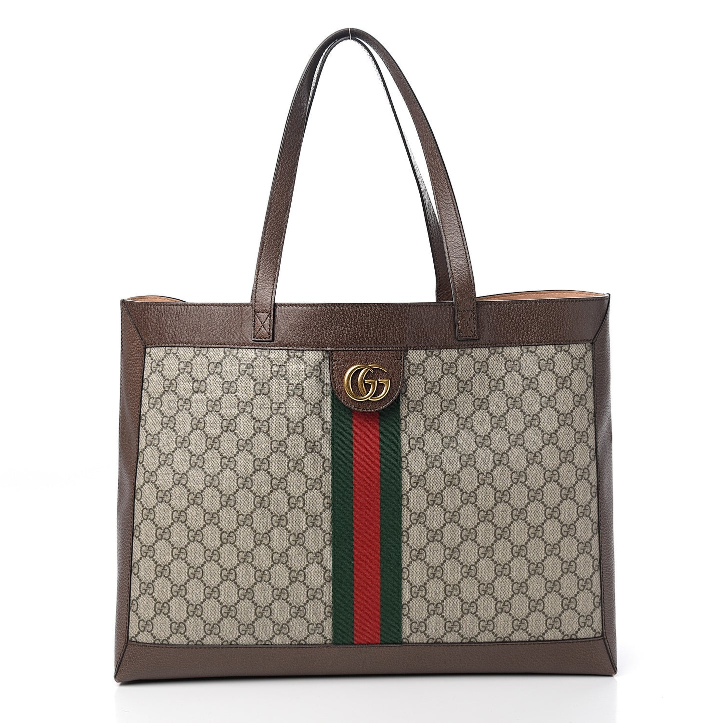 GG Supreme Monogram Web Large Ophidia Tote Brown