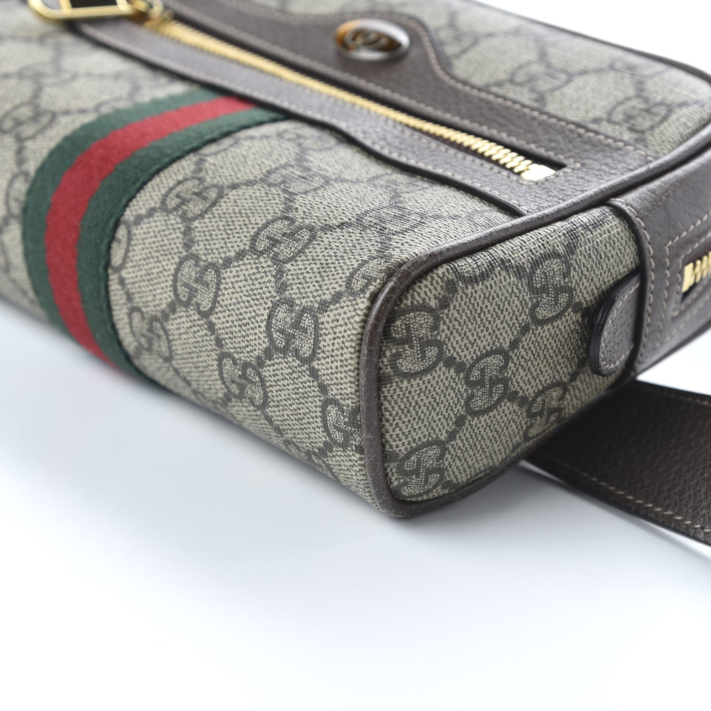 GG Supreme Monogram Web Small Ophidia Belt Bag 95 38 Dark Brown