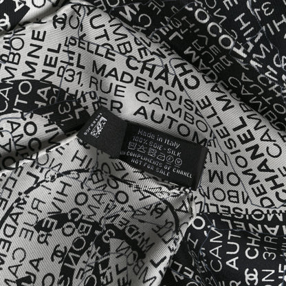 Chanel Silk Rue Cambon CC Square Scarf Black White 4 of 4