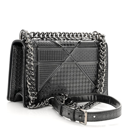 Christian Dior Metallic Patent Micro-Cannage Small Diorama Flap Bag Onyx Black 3 of 9