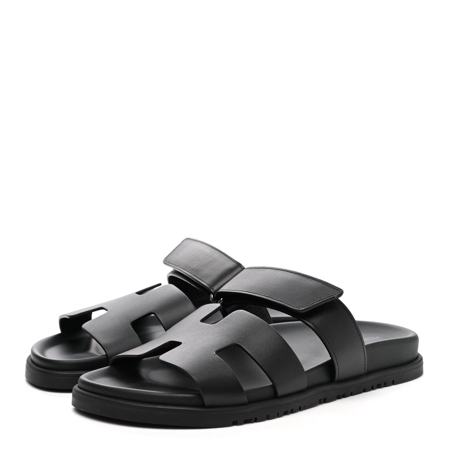 Hermes Calfskin Womens Chypre Sandals 38 Black 3 of 9