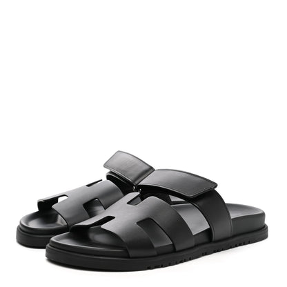 Hermes Calfskin Womens Chypre Sandals 38 Black 3 of 9