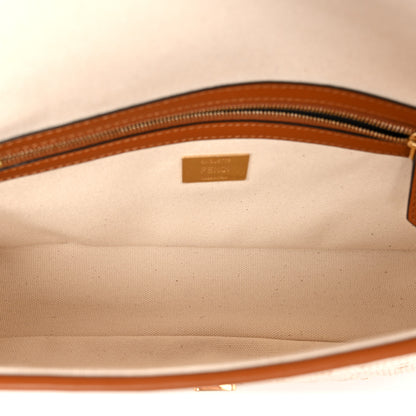 Fendi Canvas Vitello King Bi-Color Strap FF Embroidered Baguette Grezzo Brandy Cuoio 5 of 11