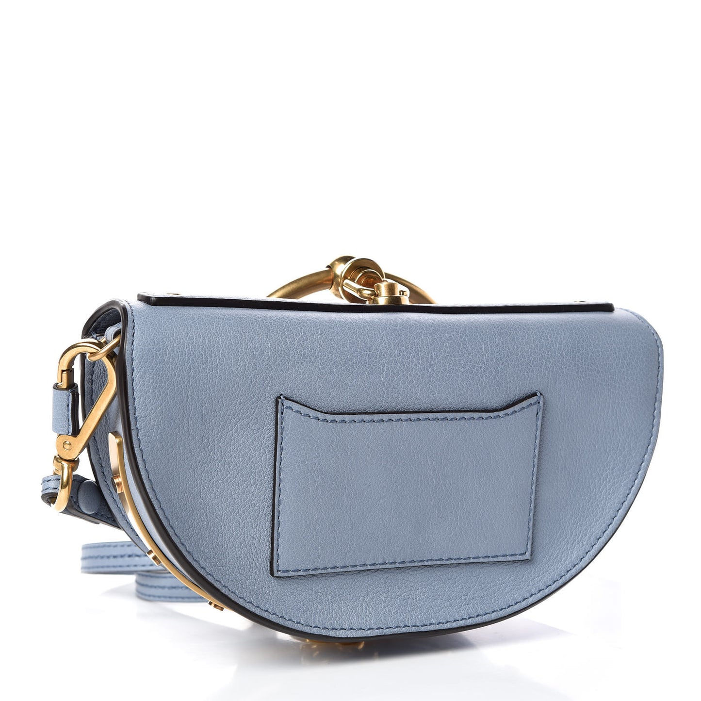 Calfskin Small Nile Bracelet Minaudiere Bag Washed Blue