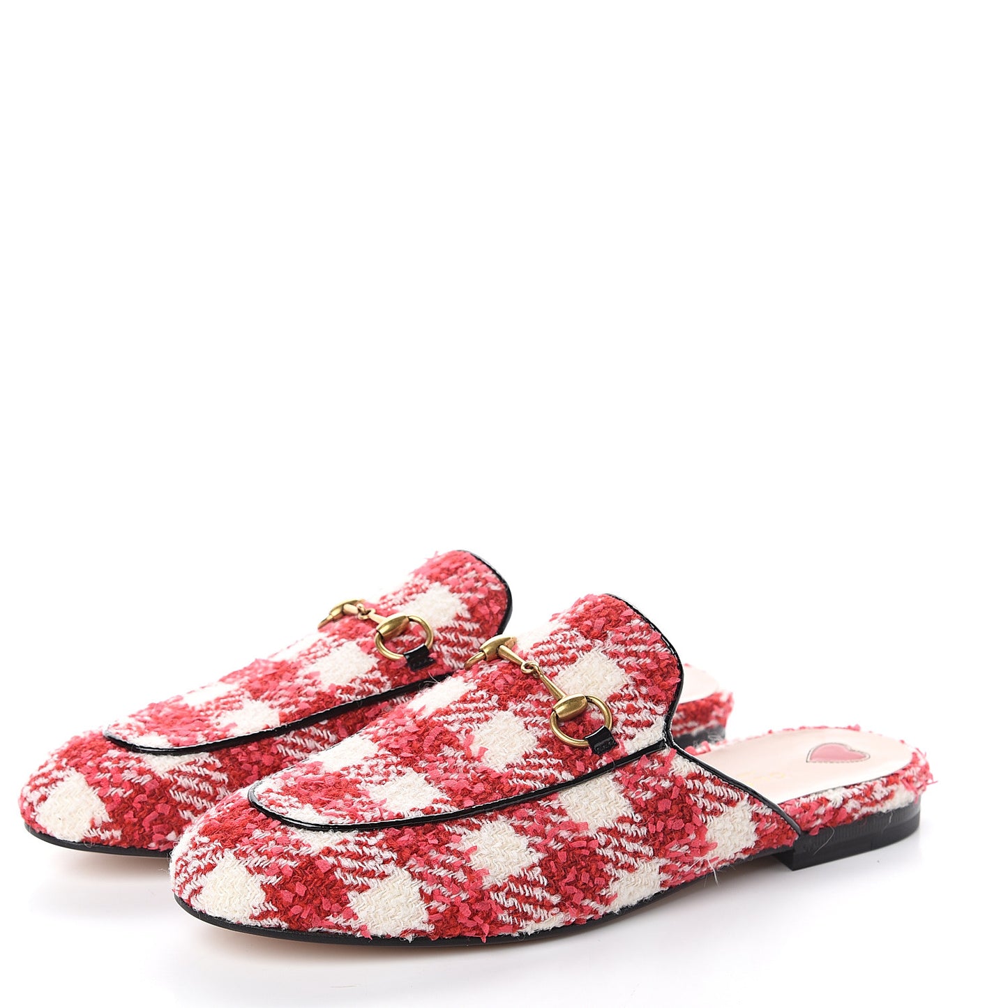 Tweed Check Womens Princetown Slippers 39 Red