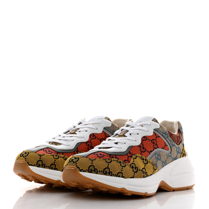 Gucci Monogram Multicolor Mens Rhyton Sneakers 9 Yellow Blue Great White Tabasco 3 of 8