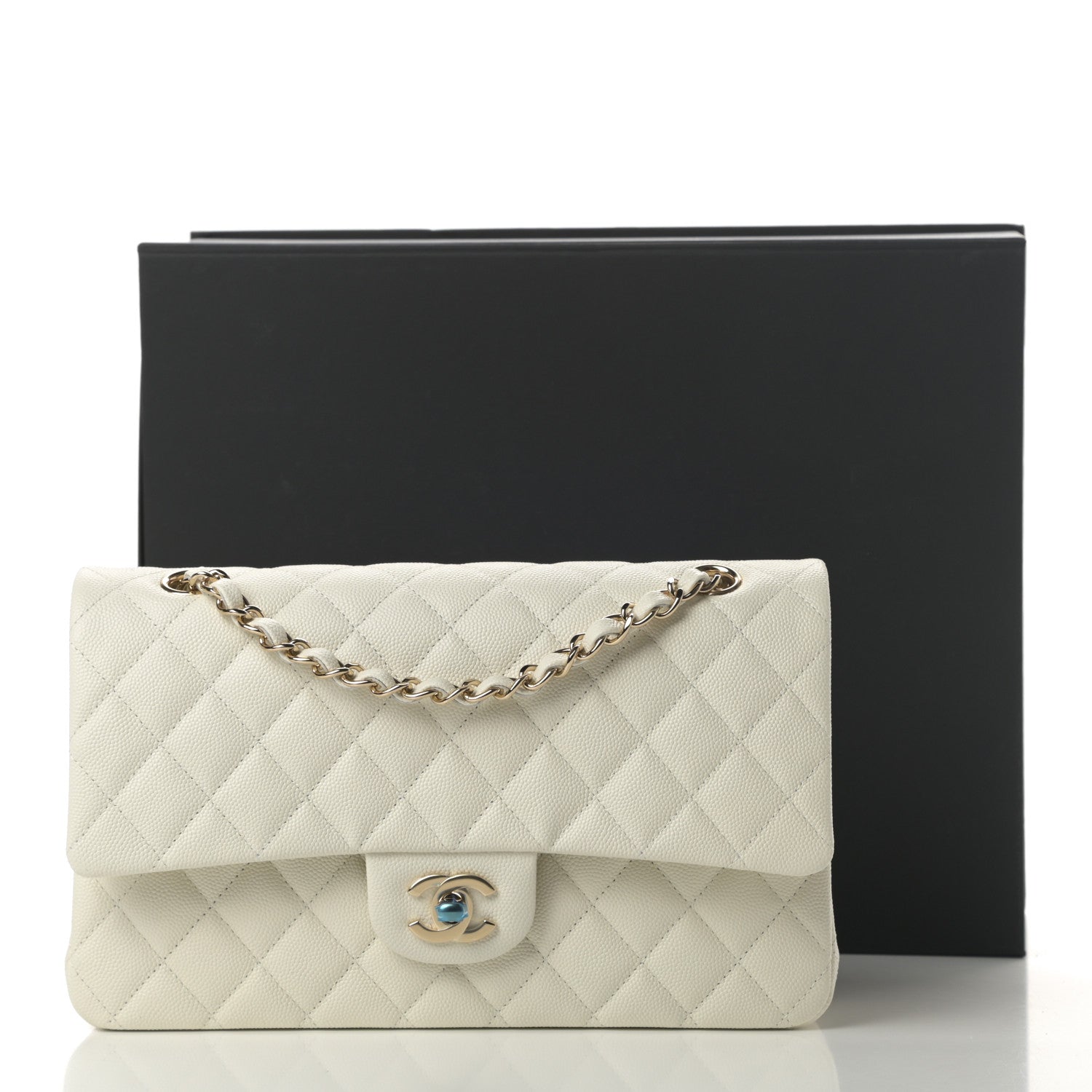 Chanel Caviar Quilted Medium Double Flap White 11 of 11