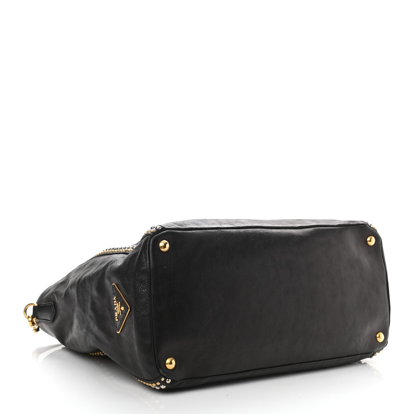 Glace Calf Studded Tote Black