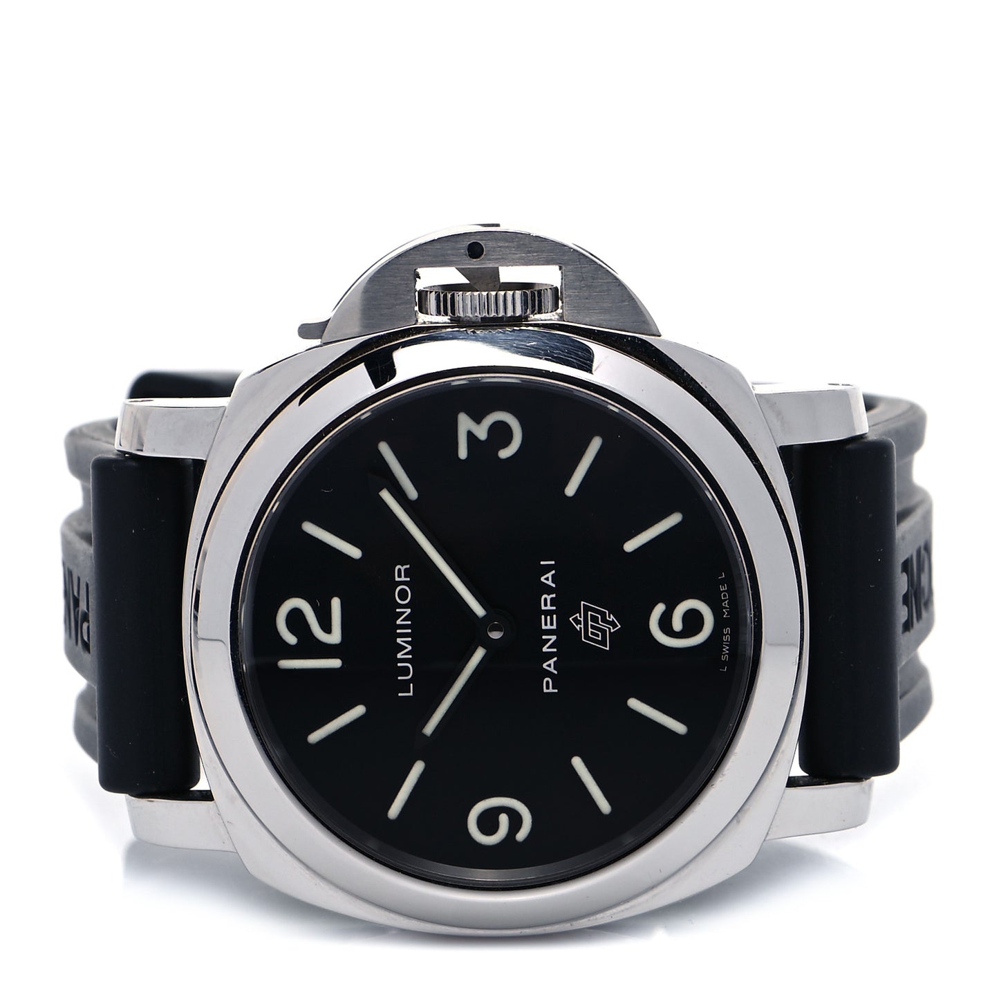 Stainless Steel Rubber 44mm Luminor Base Logo Manual Winding Watch Black PAM00773