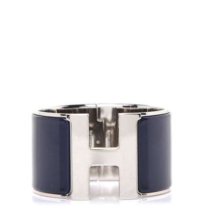 Hermes Enamel Extra Wide Clic Clac H Bracelet PM Bleu Nuit 1 of 7