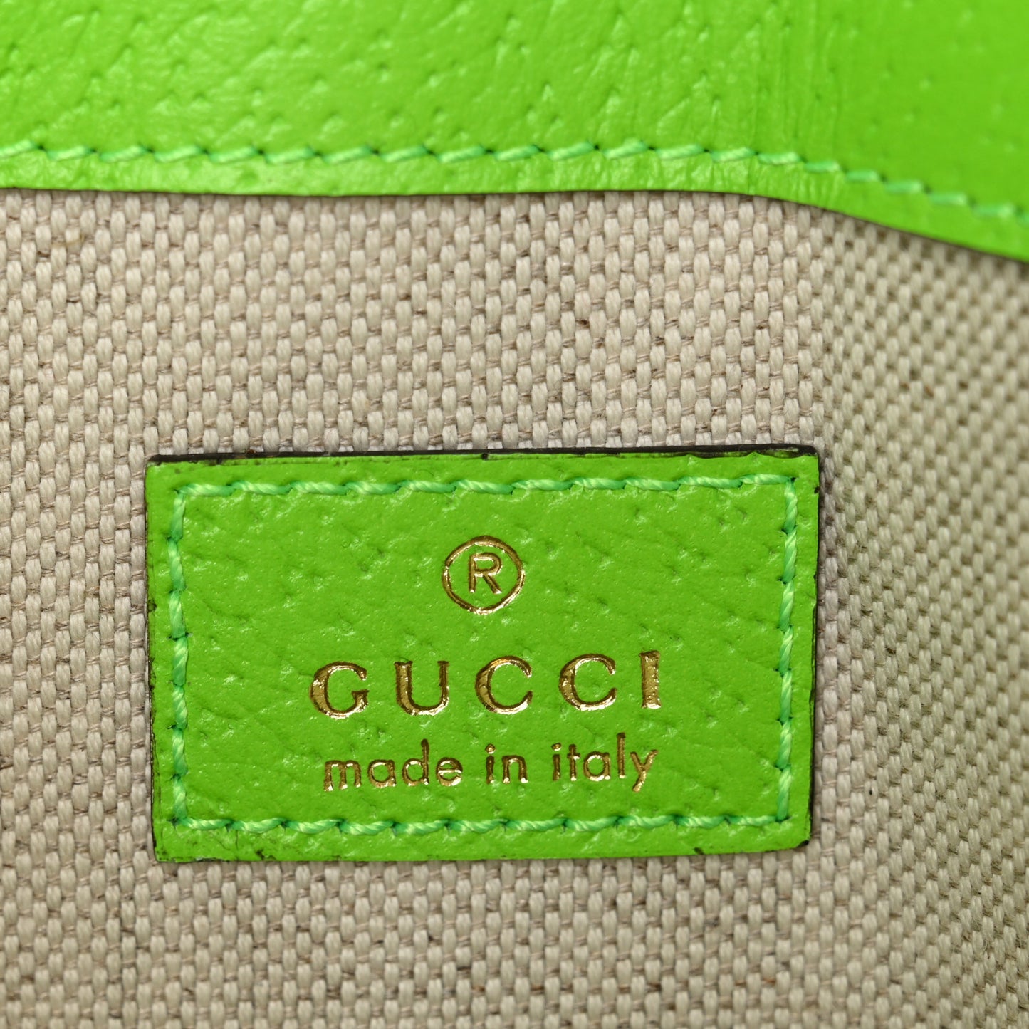 GG Supreme Monogram Web Small Ophidia Belt Bag Beige Ebony Electric Green