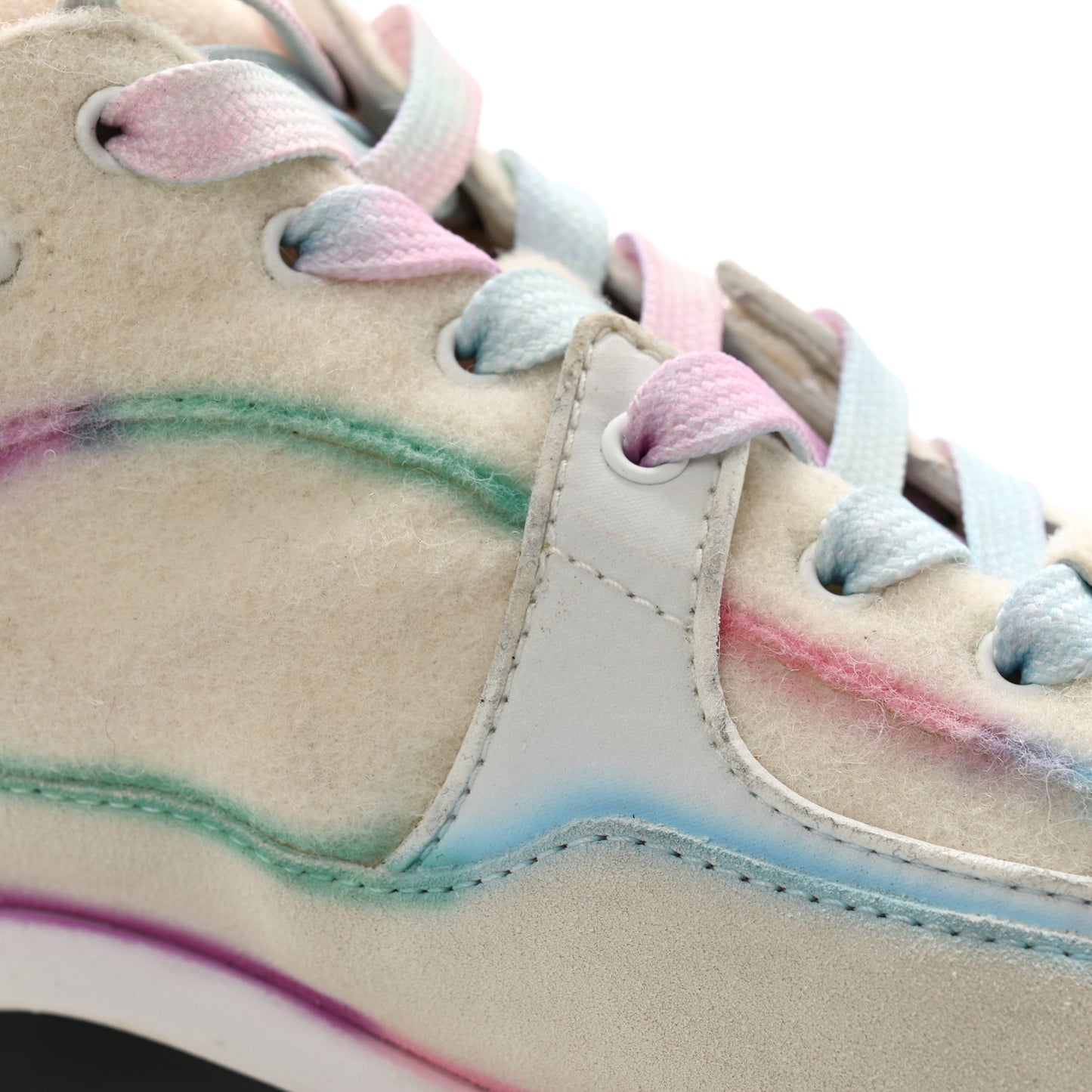 Wool Suede Calfskin CC Sneakers 40 Multicolor