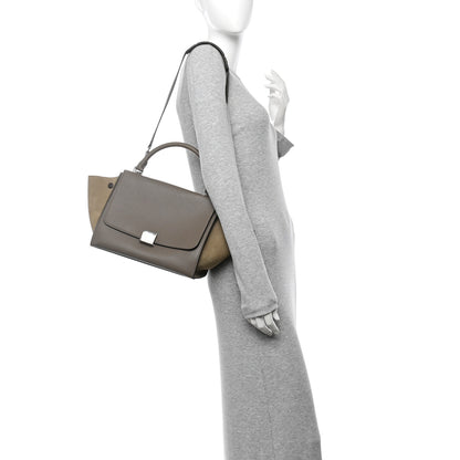 Celine Drummed Calfskin Suede Medium Trapeze Dune 2 of 9