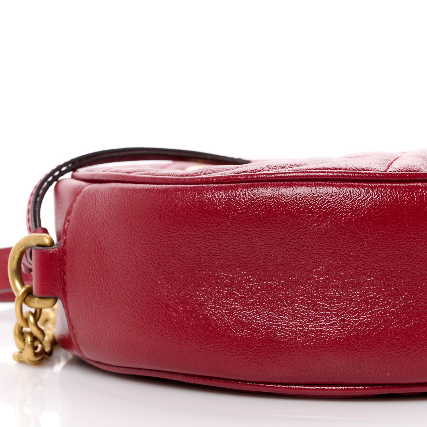 Gucci Glazed Calfskin Matelasse Heart Mini GG Marmont Round Shoulder Bag Romantic Cerise 10 of 11