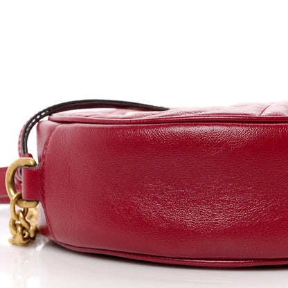 Gucci Glazed Calfskin Matelasse Heart Mini GG Marmont Round Shoulder Bag Romantic Cerise 10 of 11