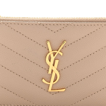 Saint Laurent Monogram Grain de Poudre 5 Fragments Zip Pouch Card Holder Dark Beige 7 of 8