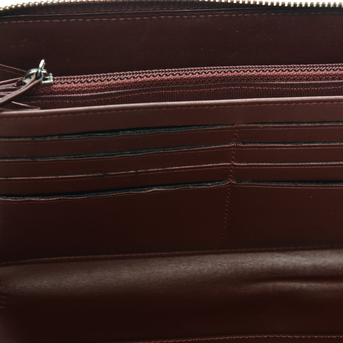 Caviar Quilted Large Zip Around Organizer Wallet Dark Red