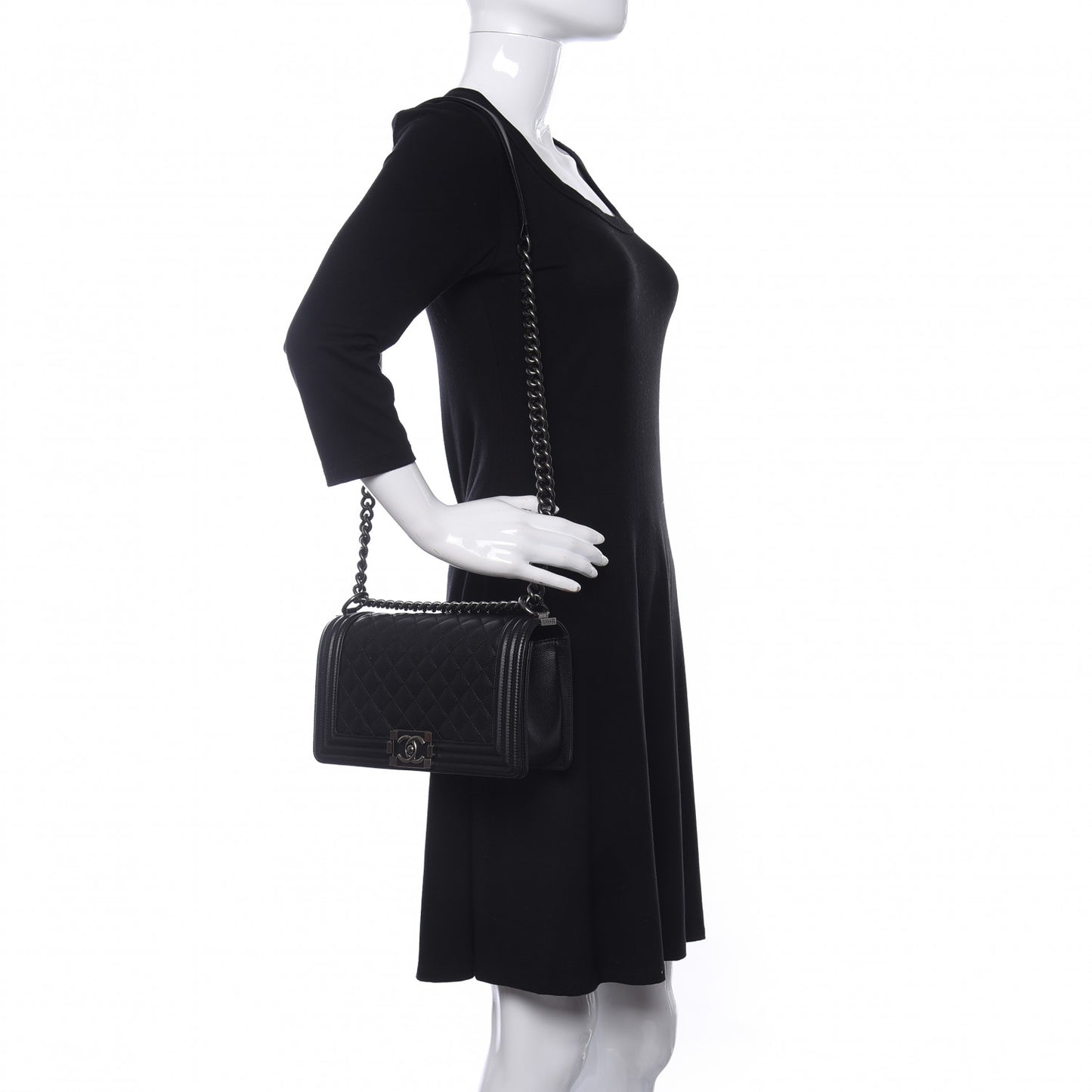 Calfskin Quilted Medium Boy Flap Black