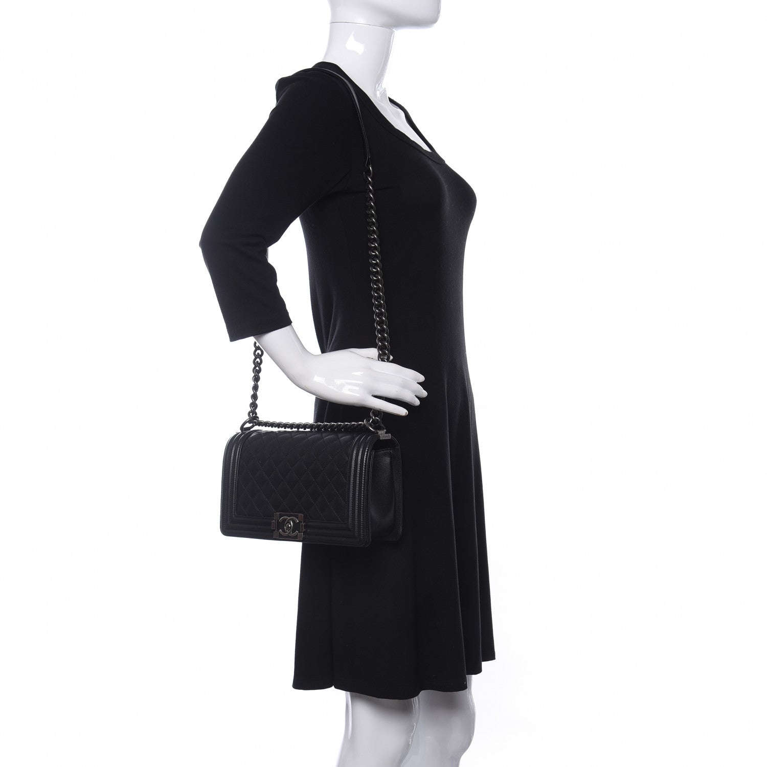 Chanel Calfskin Quilted Medium Boy Flap Black 2 of 9
