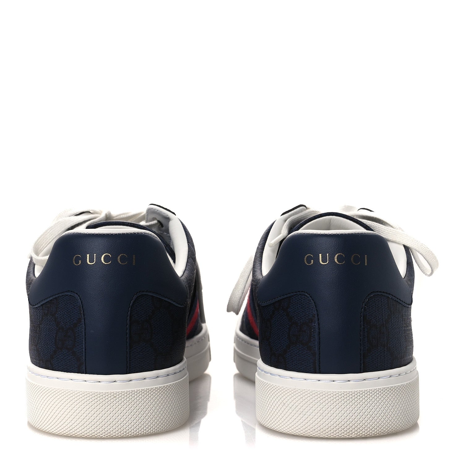 Gucci GG Supreme Monogram Web Mens New Ace Sneakers 9.5 Dark Blue 6 of 11