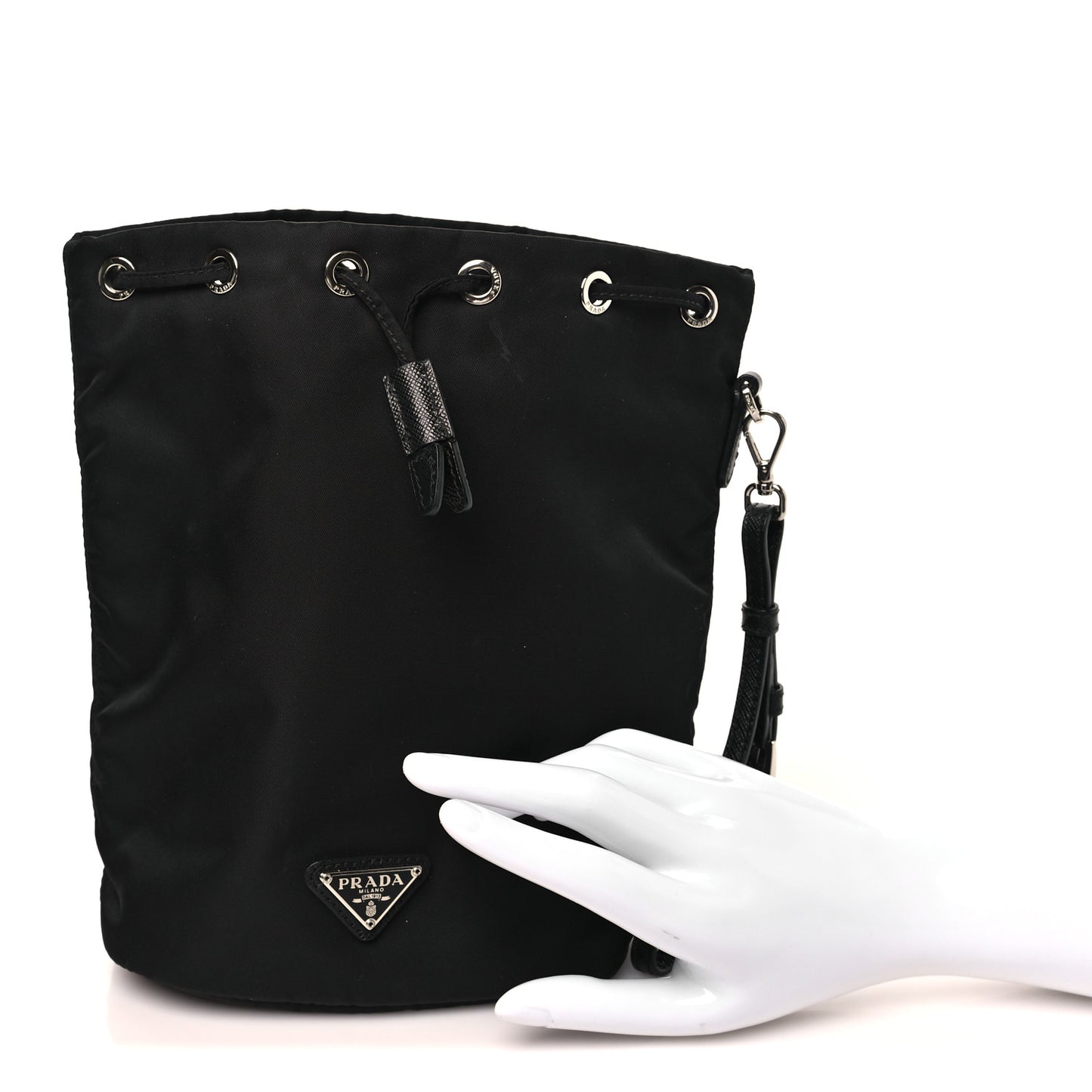 Re-Nylon Vela Drawstring Wristlet Pouch Black