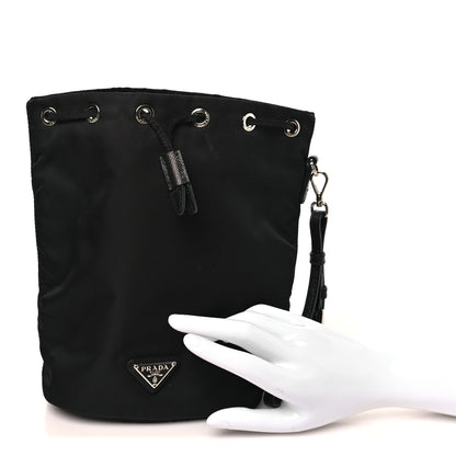 Prada Re-Nylon Vela Drawstring Wristlet Pouch Black 2 of 10