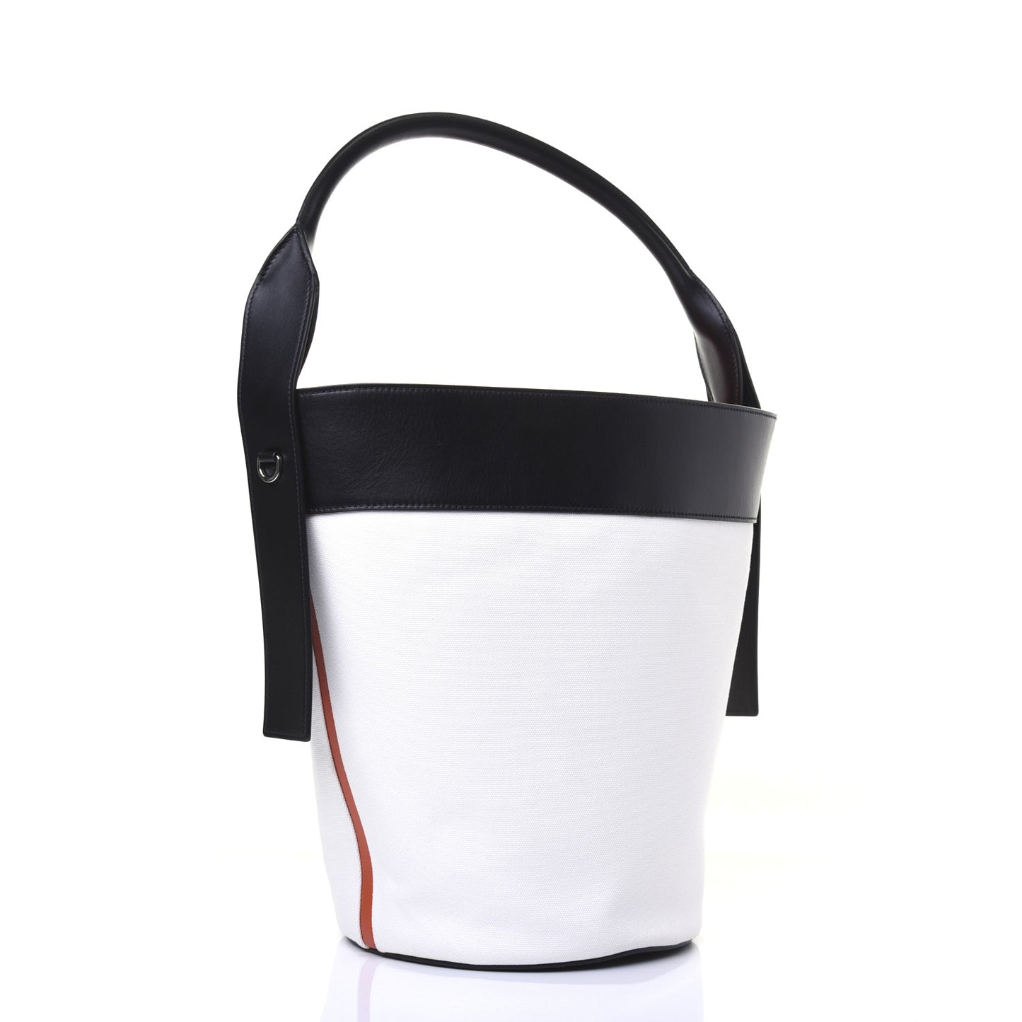 Calfskin Canvas Ouverture Bucket Bag White