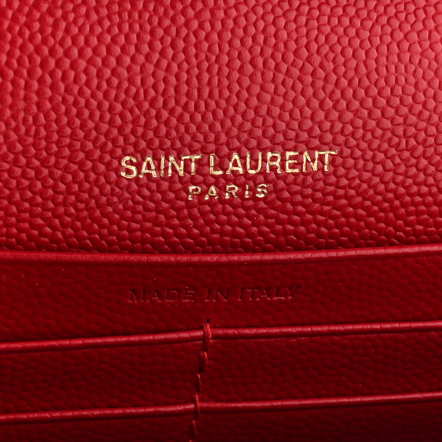 Saint Laurent Grain De Poudre Matelasse Chevron Monogram Chain Wallet New Red 6 of 12