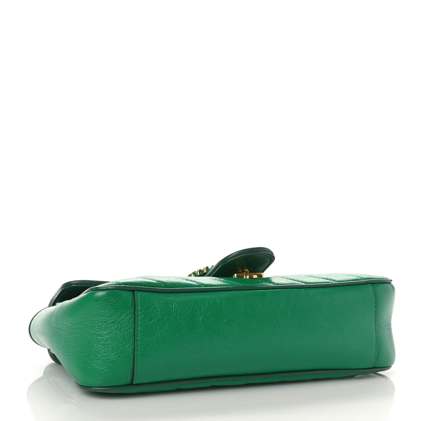 Azalea Calfskin Enamel Matelasse Diagonal Small Torchon GG Marmont Shoulder Bag New Shamarock Emerald