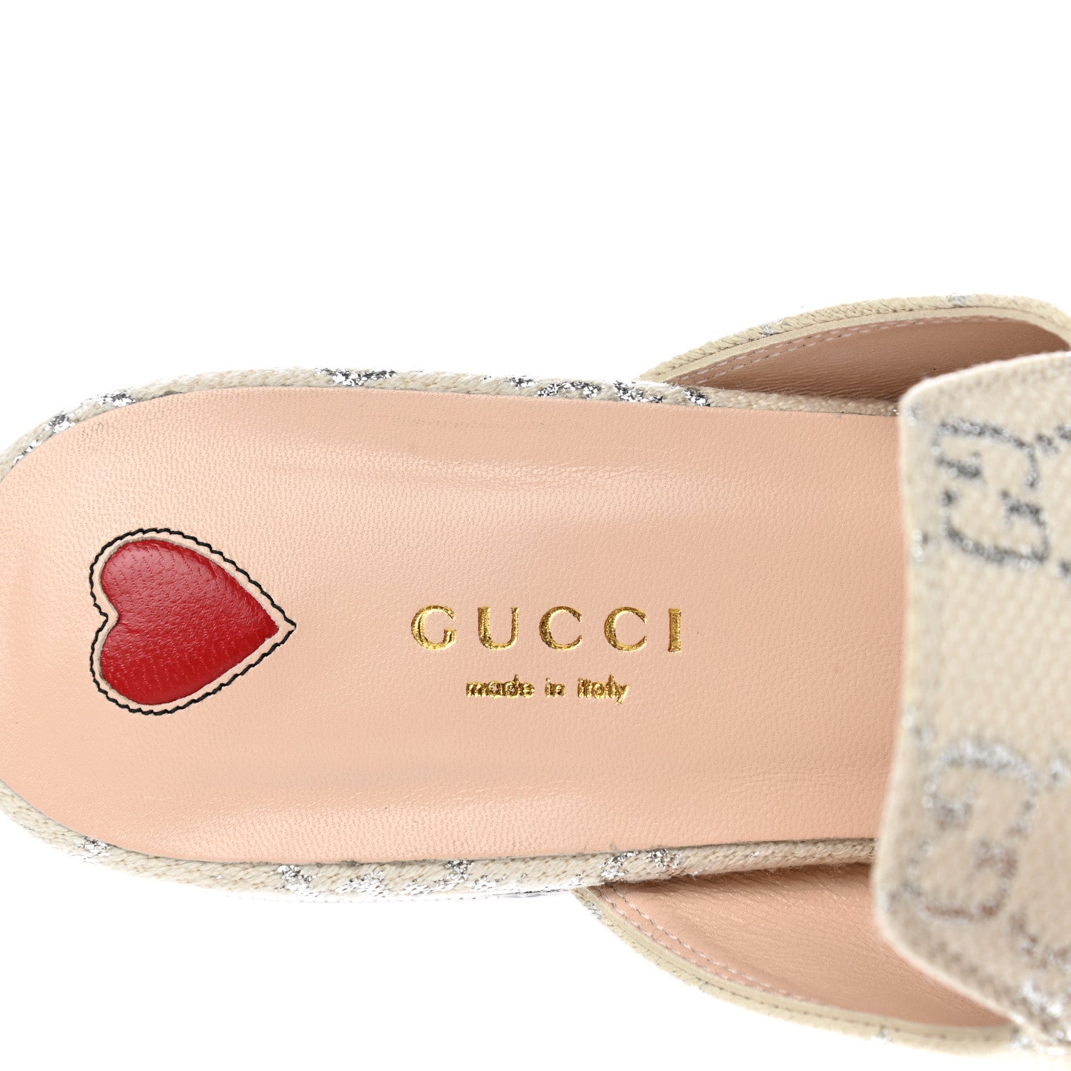 Gucci Canvas Lame GG Monogram Womens Princetown Slippers 40 Gardenia Silver 7 of 9