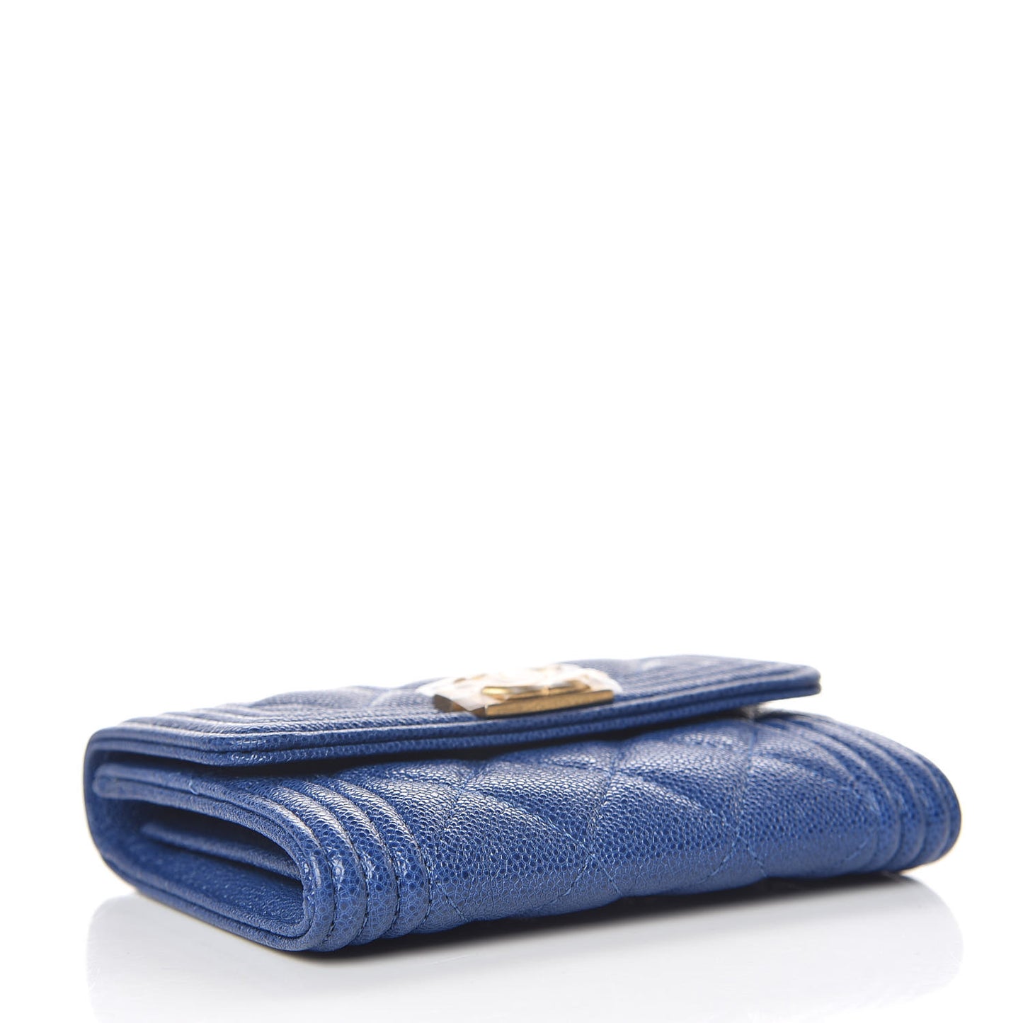 Caviar Quilted Boy Card Holder Wallet Blue