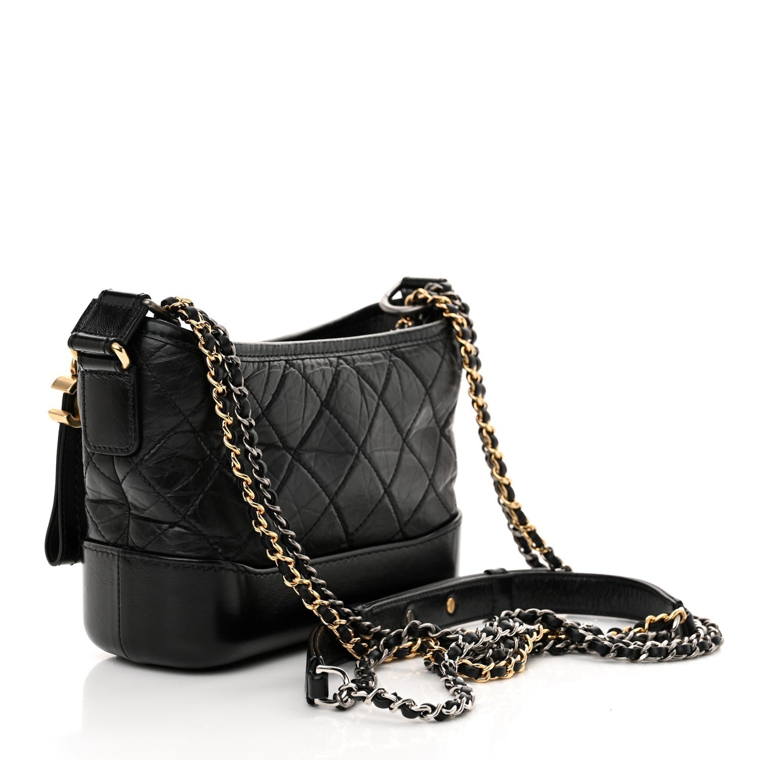 Chanel Aged Calfskin Quilted Small Gabrielle Hobo Black 3 of 10