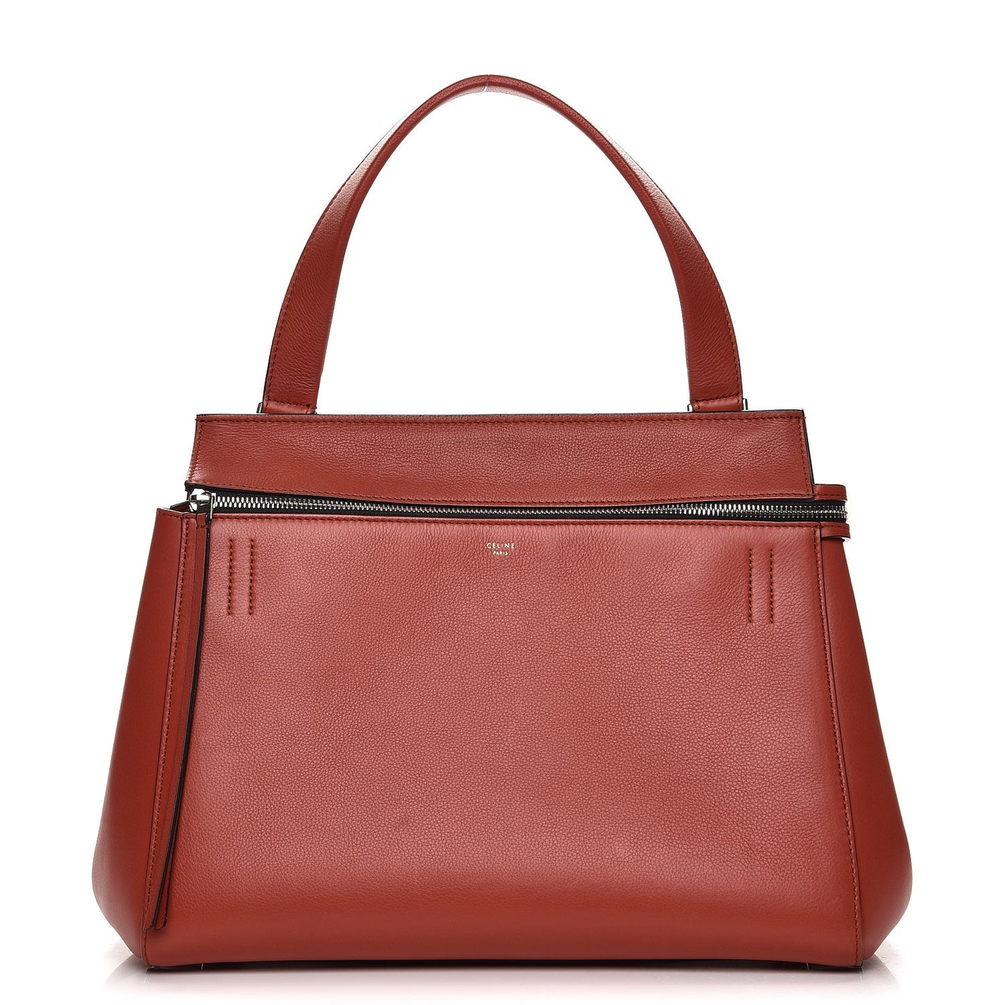 Drummed Calfskin Medium Edge Shoulder Bag Vermillion