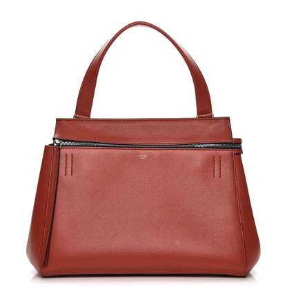 Celine Drummed Calfskin Medium Edge Shoulder Bag Vermillion 1 of 14