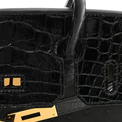 Hermes Ostrich Shiny Alligator Birkin Touch 30 Black 12 of 13