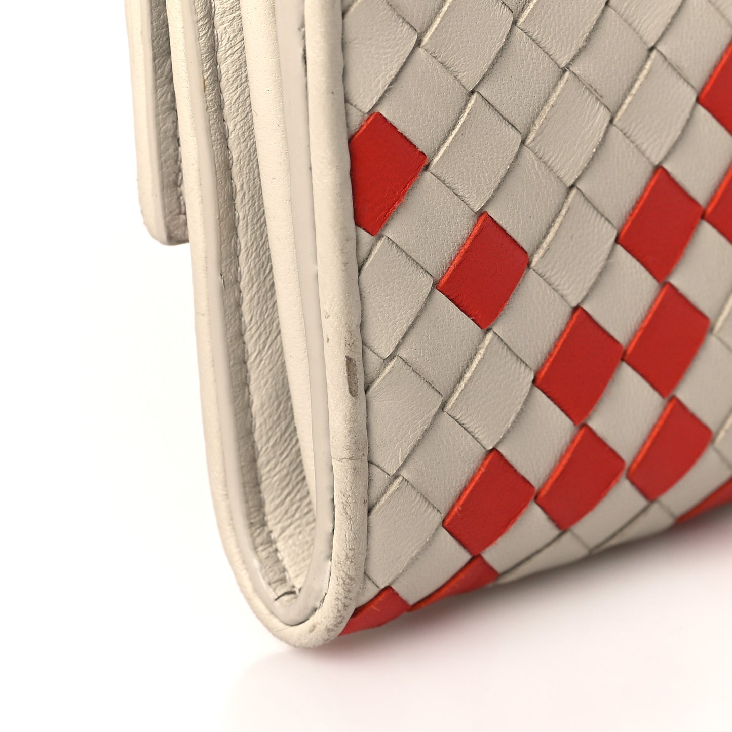 Nappa Intrecciato Continental Flap Wallet Beige Red