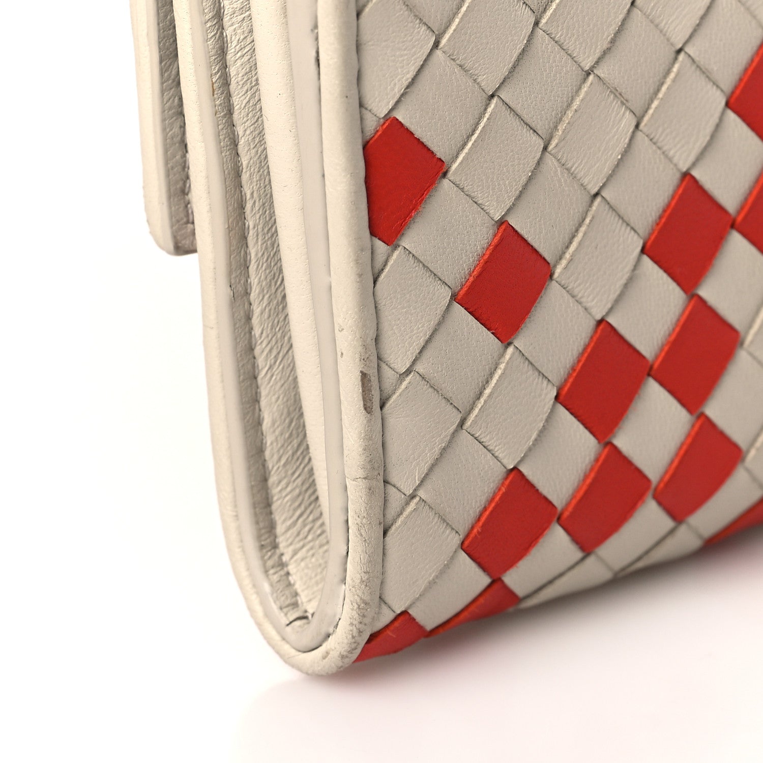 Bottega Veneta Nappa Intrecciato Continental Flap Wallet Beige Red 8 of 9