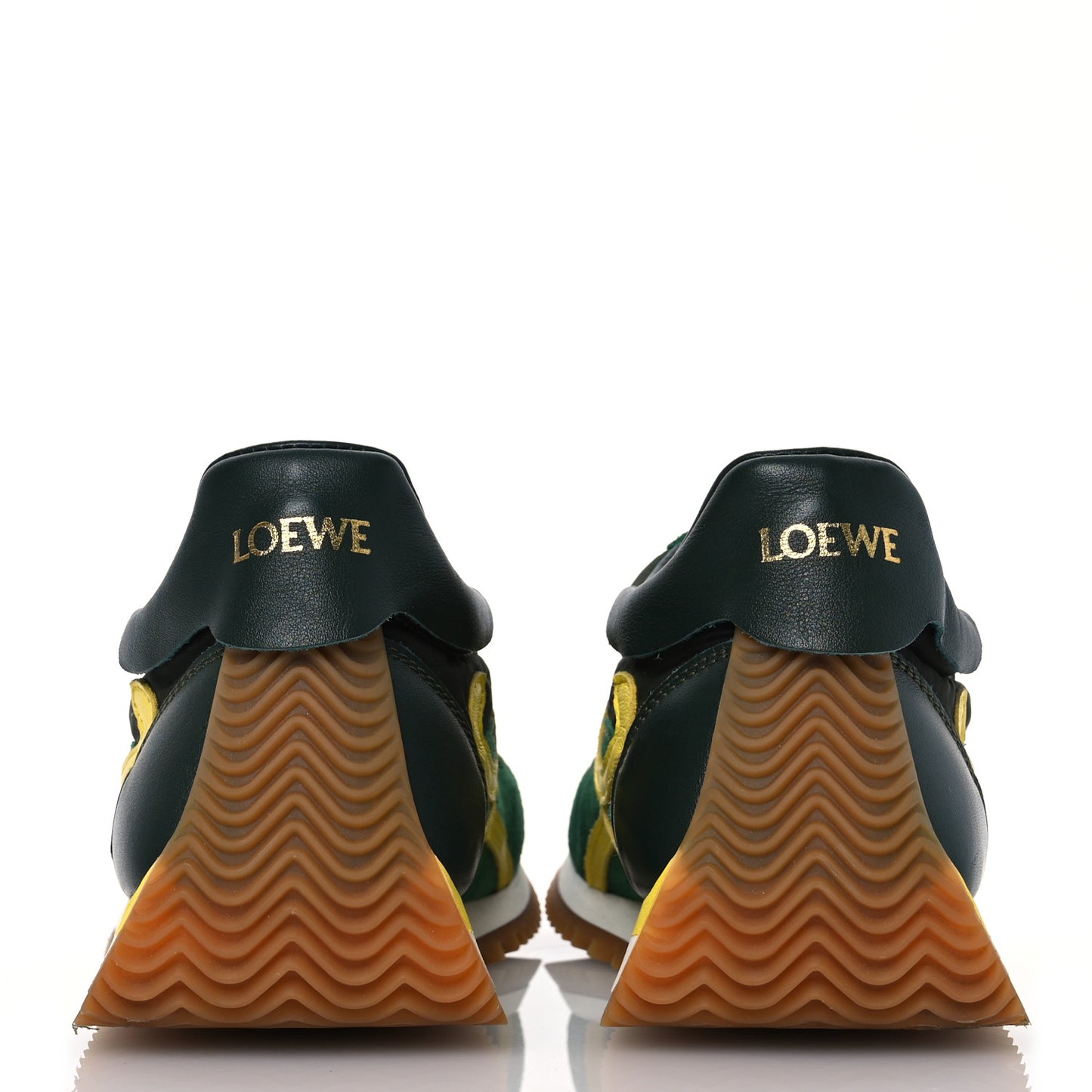 Nylon Suede Flow Runner Sneakers 37 Green Multicolor