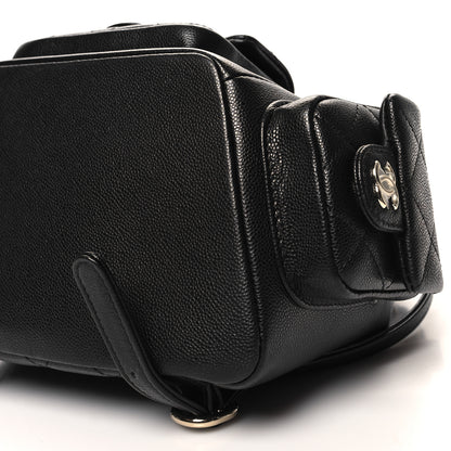 Chanel Shiny Caviar Quilted Small Pockets Drawstring Backpack Black 10 of 10