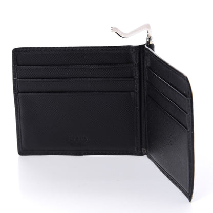 Prada Saffiano Money Clip Bi-Fold Wallet Black 6 of 13