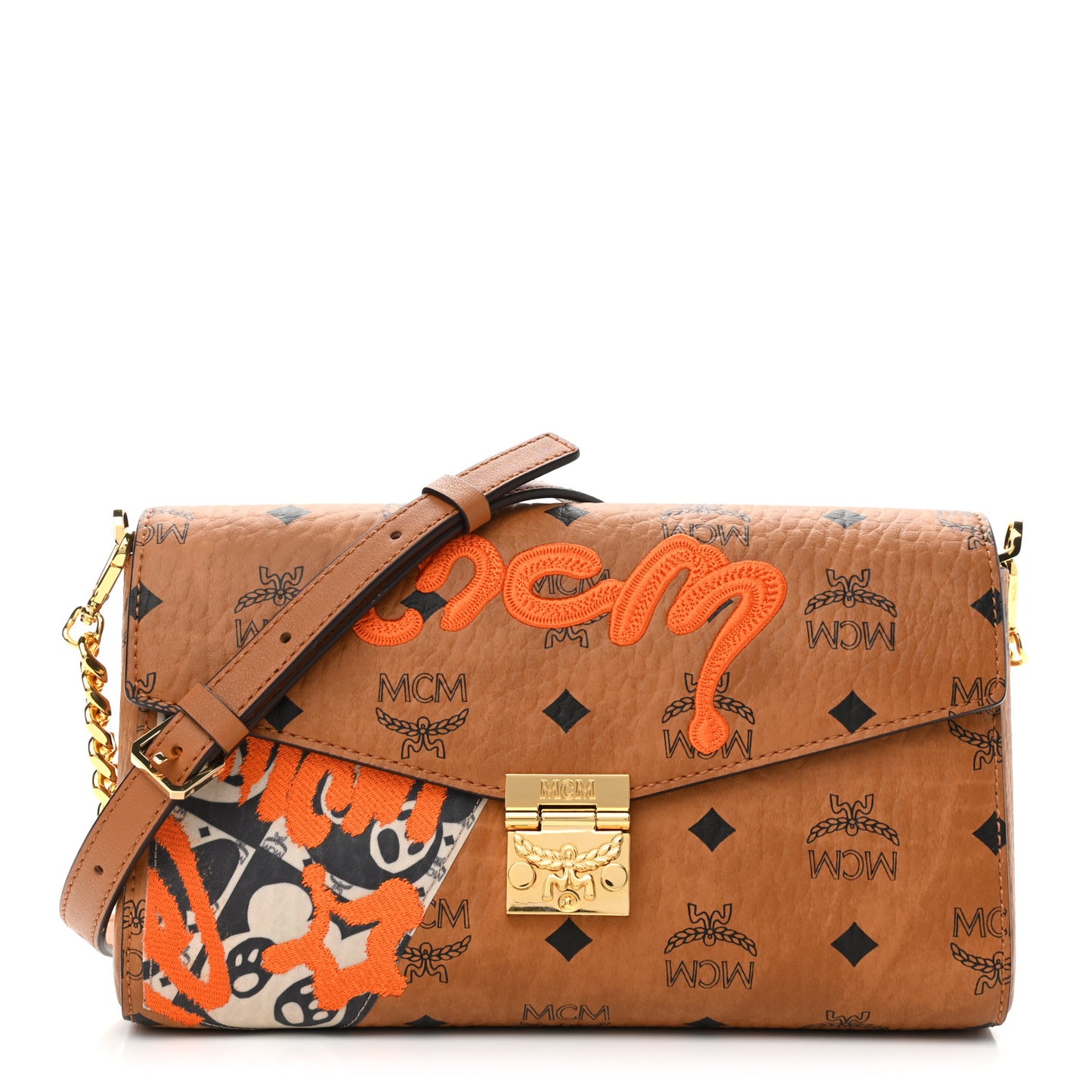 Visetos Embroidered Berlin Bear Medium Millie Crossbody Bag Cognac