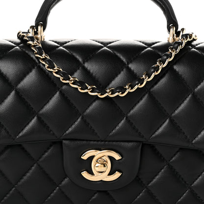 Chanel Lambskin Quilted Mini Top Handle Rectangular Flap Black 7 of 10